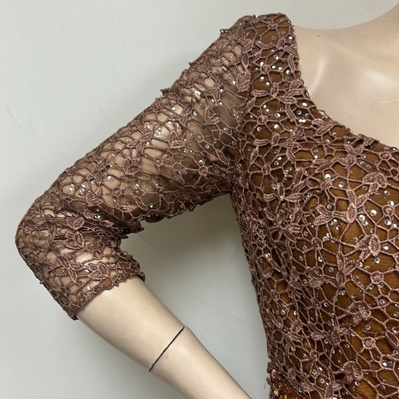 Montage by Mon Cheri 3/4 sleeves embroidered sweetheart neck long gown - Picture 6 of 10